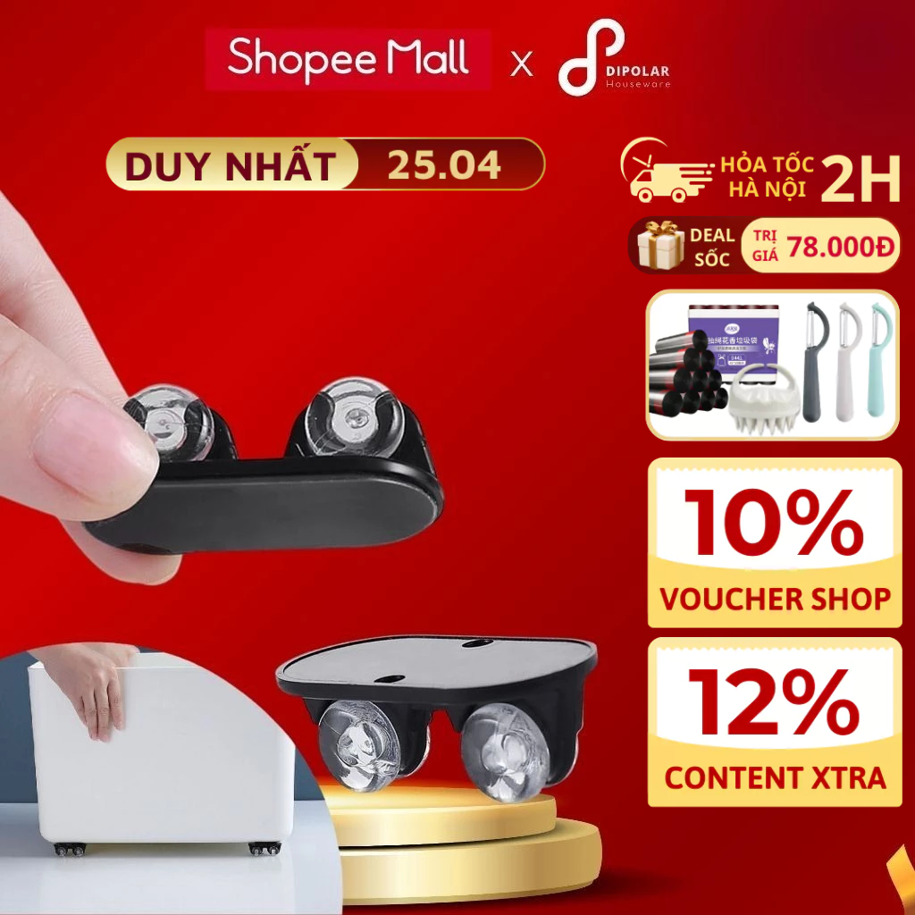 Bộ 4 Bánh Xe Ròng Rọc Mini DIPOLAR Chịu Lực Tốt Xoay 360 Độ Tự Dính ...