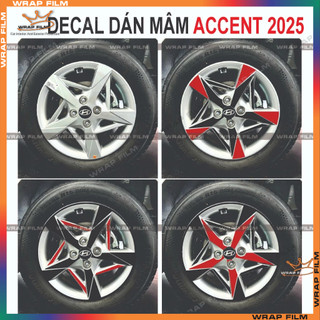 Decal dán mâm Accent 2025 ( bộ 5 bánh) - Decal chất liệu cao cấp không phai màu không thấm nước