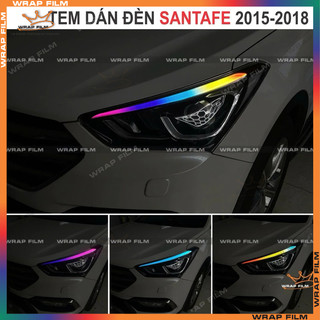Decal dán đèn đổi màu Santafe 2015-2018, Decal 3 lớp PVC không phai màu, không để lại keo