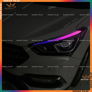 Decal dán đèn đổi màu Santafe 2015-2018, Decal 3 lớp PVC không phai màu, không để lại keo