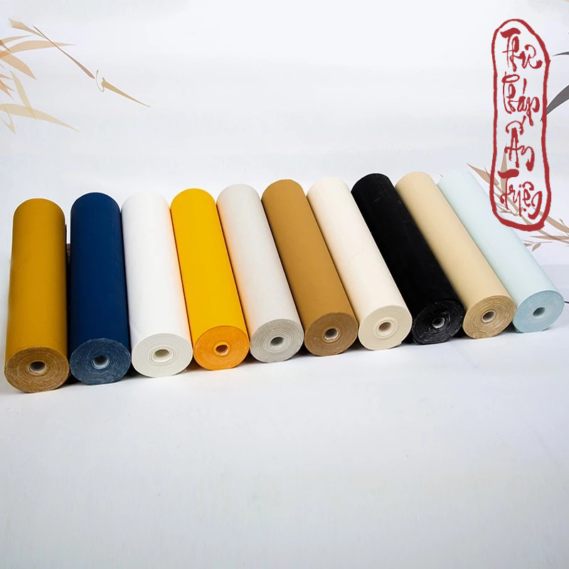 Giấy Xuyến Chỉ Nhuộm Sáp Trơn Viết Thư Pháp Hán Việt Bán Sinh Bán Thục Xuyến Dài 10 mét 20 mét