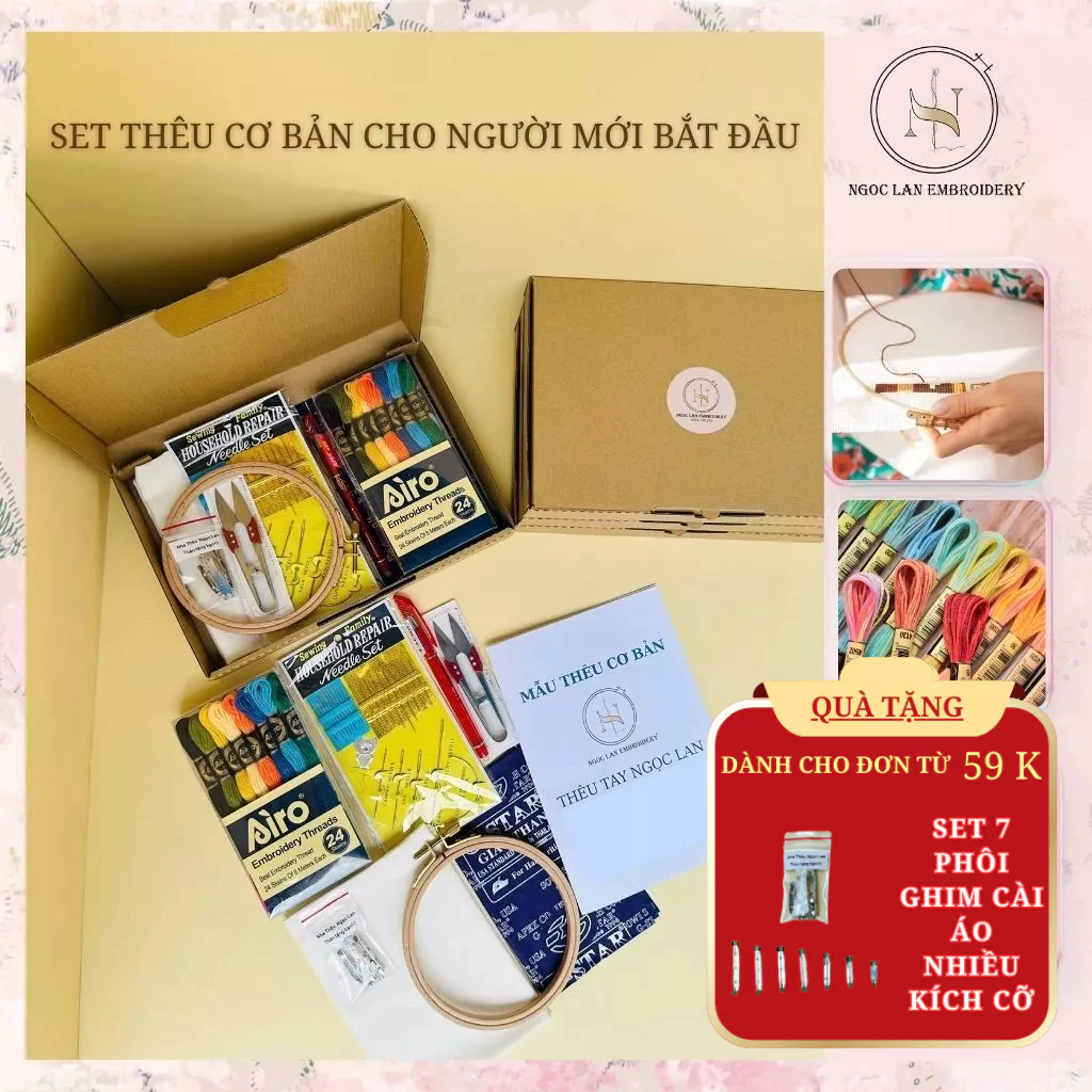 Set Thêu Cơ Bản Cho Người Mới Bắt Đầu – Bộ Dụng Cụ Thêu Tay Handmade ...
