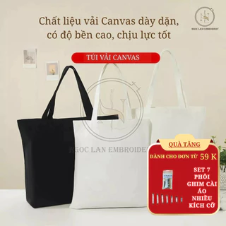 Túi Tote Vải Canvas Trơn DIY - Phôi Túi thêu, Túi Vải Bố Dày Dặn, Nhiều Size, Màu Đen/Trắng_Ngoclan Embroidery