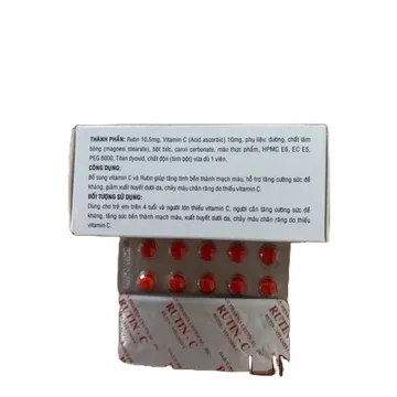 Rutin C hộp 100 viên nén - Bổ sung Vitamin C và rutin giúp tăng tính bền mạch máu, giảm chảy máu chân răng