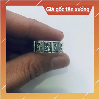 Nhẫn unisex cơ rô chuồn bích mạ bạc giá rẻ.