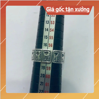 Nhẫn unisex cơ rô chuồn bích mạ bạc giá rẻ.