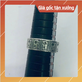 Nhẫn unisex cơ rô chuồn bích mạ bạc giá rẻ.