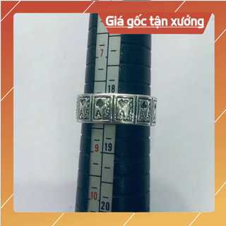 Nhẫn unisex cơ rô chuồn bích mạ bạc giá rẻ.