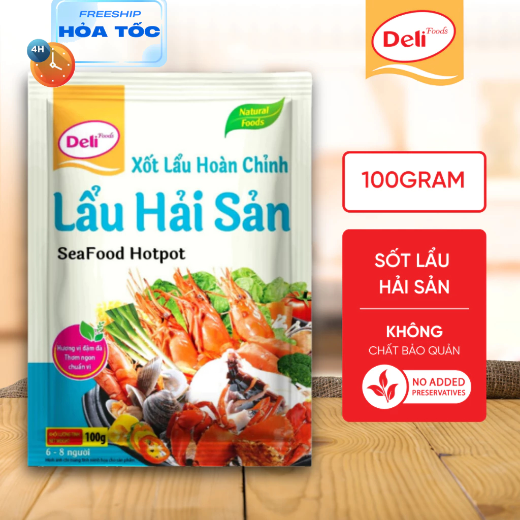 Combo Xốt Gia Vị Lẩu Hải Sản Deli Foods 100g – Gói Nêm Sẵn Nước Lẩu Hoàn Chỉnh, Cay Nhẹ Tròn Vị