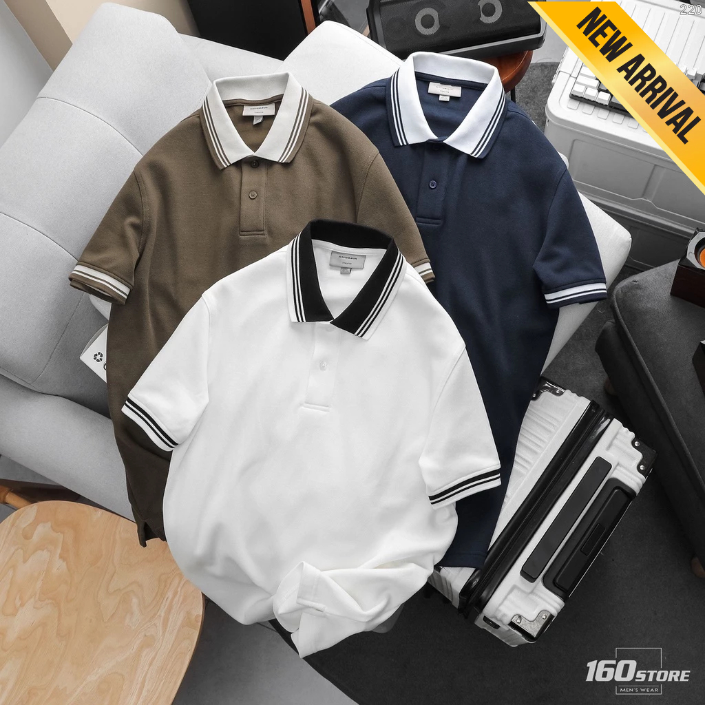 Áo polo nam ICON DENIM Contrasting Ribbed Details vải CVC cá sấu thoáng mát, cổ phối viền tinh tế, form regular PLID0220