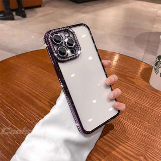 Ốp lưng đính đá pha lê lấp lánh chống sốc bảo vệ camera cho iPhone 17 Air 16 15 14 13 12 11 Pro Max