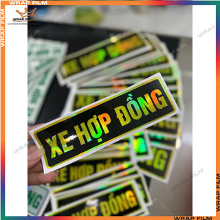 Chữ XE HỢP ĐỒNG phản quang, crom 7 màu, Decal trang trí ô tô chữ XE HỢP ĐỒNG - giá 1 tem