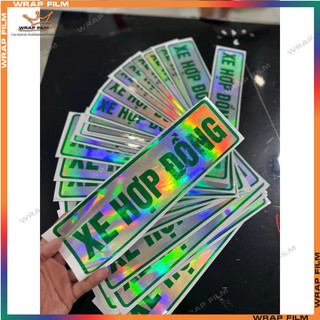 Chữ XE HỢP ĐỒNG phản quang, crom 7 màu, Decal trang trí ô tô chữ XE HỢP ĐỒNG - giá 1 tem
