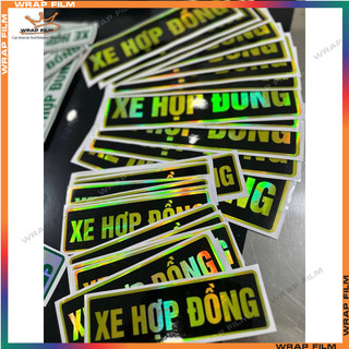 Chữ XE HỢP ĐỒNG phản quang, crom 7 màu, Decal trang trí ô tô chữ XE HỢP ĐỒNG - giá 1 tem