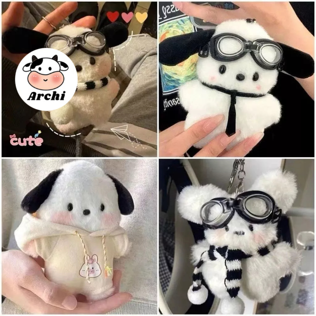 Móc Khóa Búp Bê Hoạt Hình Chú Chó Pochacco, Mèo Thiên Thần Đôi Cánh  Dễ Thương, Móc Khóa Bông Sanrio