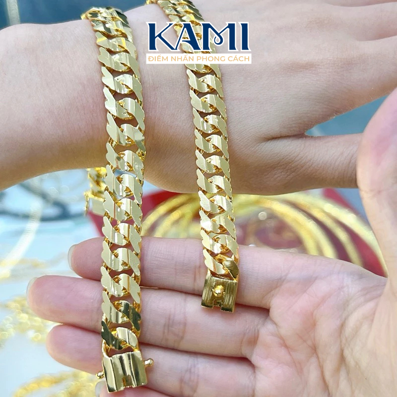 Lắc tay xích trơn sụn bản lớn nhỏ nam nữ Kami trang sức sỉ
