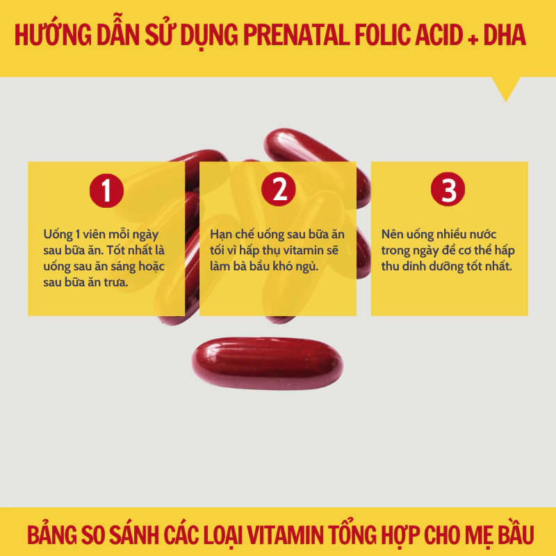 [Mẫu Mới Vị Cam+Date 2027] Vitamin Tổng Hợp+DHA Prenatal Bầu Mỹ Nature Made Prenatal Folic Acid + DHA 90 viên - 150 viên