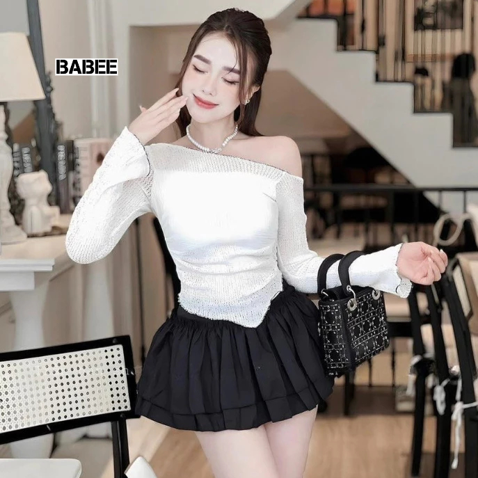 Chân Váy Nữ BABEE Dáng Ngắn 2 Tầng Lưng Chun Kiểu Xòe Gợi Cảm Cá Tính Năng Động
