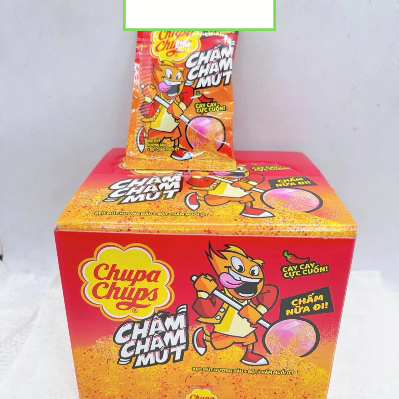 Hộp 16 Cây Kẹo Mút Chupa Chup Chấm Mút Hương Dâu Với Bột Chấm Muối Ớt ...