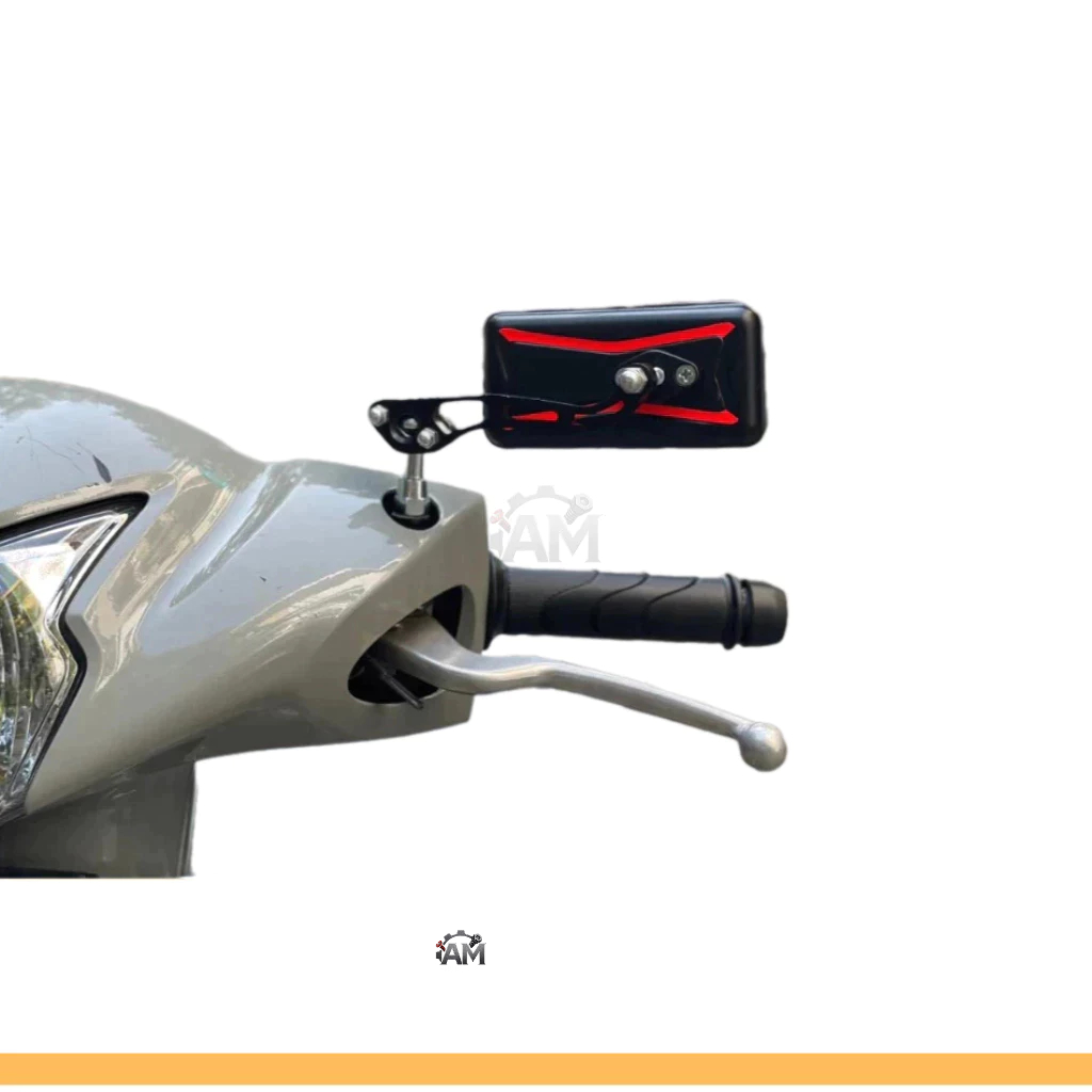 Kiếng Chiếu Hậu / Gương chiếu hậu/ Gương Gù 2 Sọc Đỏ Lắp Cho Tất Cả Dòng Xe Máy – Chất liệu cao cấp- Bền đẹp