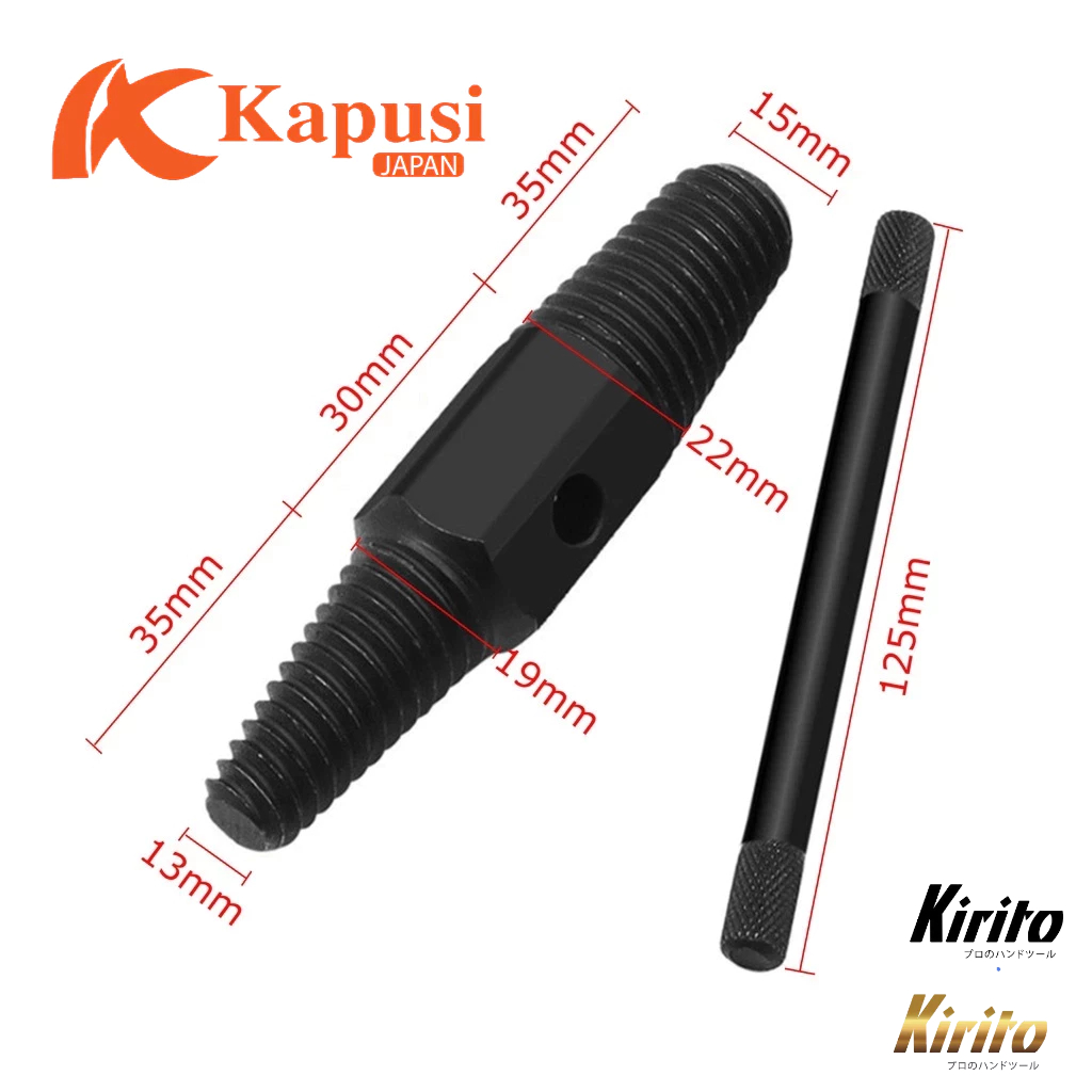 Kapusi – Mũi Tháo Ống Nước Bị Gãy 2 Đầu + Tay Vặn | Thép Cứng, Bền, Dễ Dùng