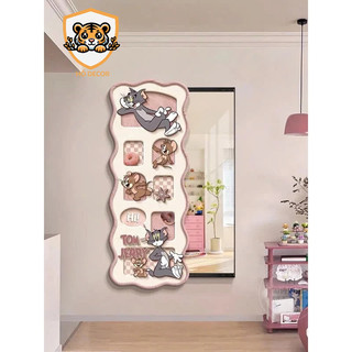 CHỈ GIAO HÀ NỘI- Gương trượt cao cấp kết hợp tranh đồng hồ treo tường, gương tulip, mickey, tom & jerry, bearbrich decor