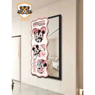 CHỈ GIAO HÀ NỘI- Gương trượt cao cấp kết hợp tranh đồng hồ treo tường, gương tulip, mickey, tom & jerry, bearbrich decor