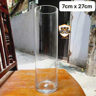 Bình hoa thủy tinh 7 x 27cm ( không có kệ ) đã cuốn dây cói đẹp và chắc chắn