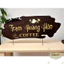 Bảng hiệu gỗ đèn led CNC quán cafe. LamDecor miễn phí thiết kế nội dung theo yêu cầu