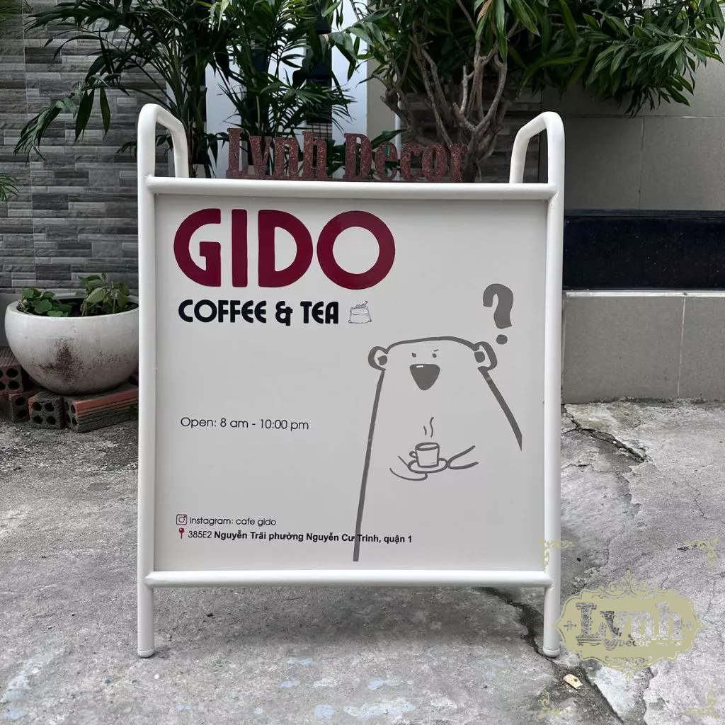 Standee Sắt Chậu Hoa decal 2 mặt ngoài trời, nắng mưa thoải mái size 70cm x rộng 50cm - MisoLamDecor