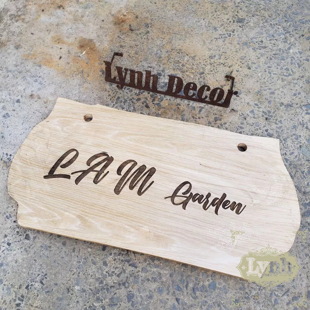 Bảng hiệu gỗ khắc laser quán cafe. LynhDecor miễn phí thiết kế nội dung theo yêu cầu