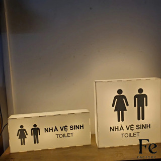 Hộp đèn Mica WC,Toilet,Reception đèn led,treo tường không viền sáng 5 mặt - FeDecor free thiết kế