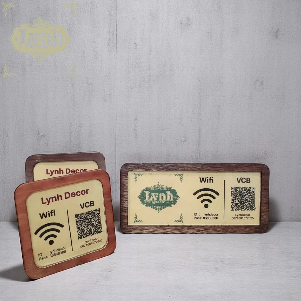 Bảng thông tin QR thanh toán - LynhDecor free thiết kế | bảng gỗ wifi, bảng gỗ in thông tin QR menu