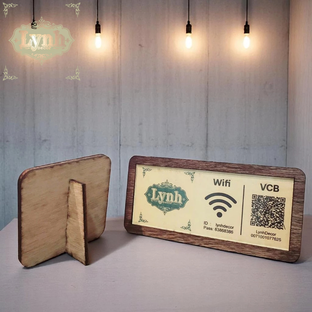 Bảng thông tin QR thanh toán - LynhDecor free thiết kế | bảng gỗ wifi, bảng gỗ in thông tin QR menu