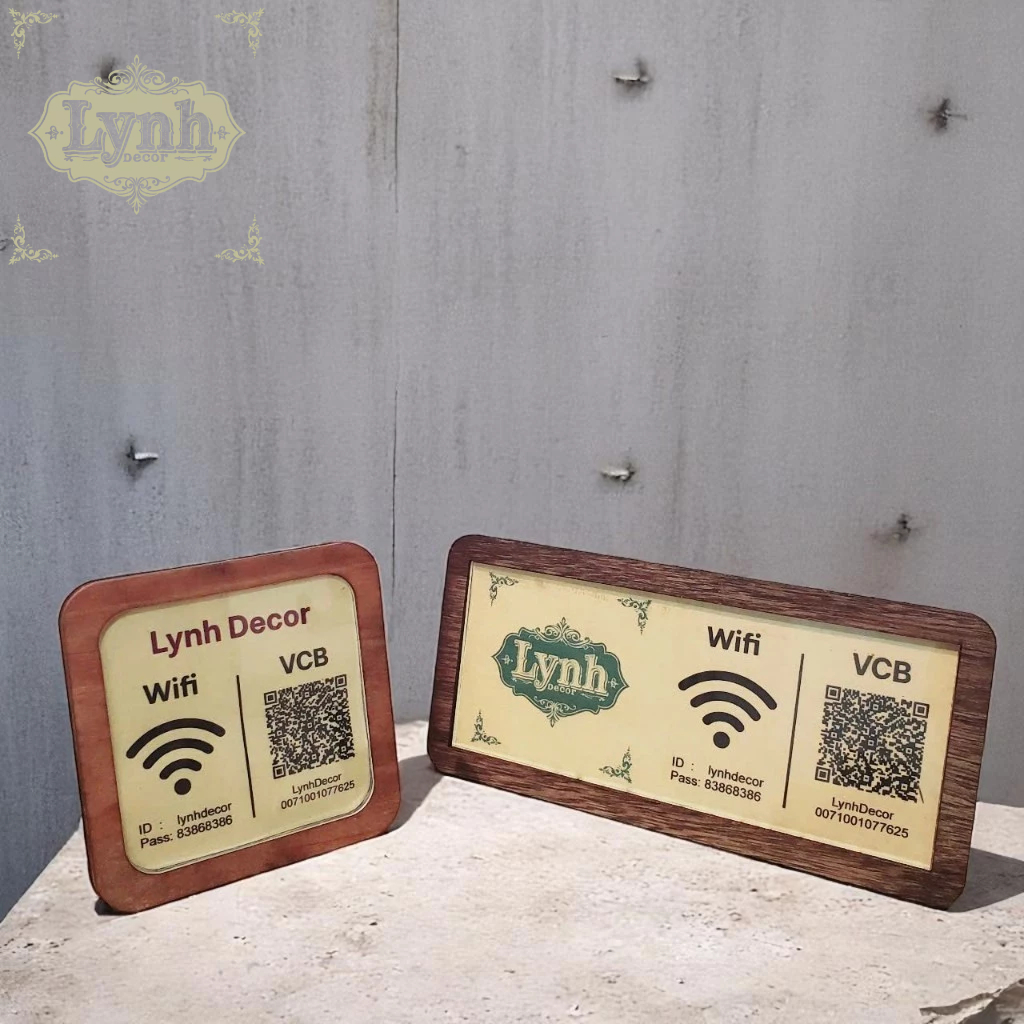 Bảng thông tin QR thanh toán - LynhDecor free thiết kế | bảng gỗ wifi, bảng gỗ in thông tin QR menu