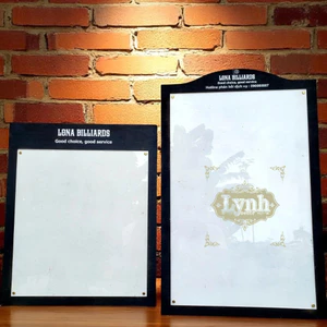 Bảng ghi điểm quán Bida hai lớp gỗ in UV logo,mica trong 3mm - Lynhdecor miễn phí thiết kế