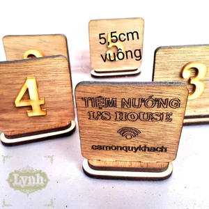 Thẻ số để bàn số bằng gỗ plywood 3.6mm thiết kế tối giản,miễn phí khắc laser,số wifi logo-Lynhdecor