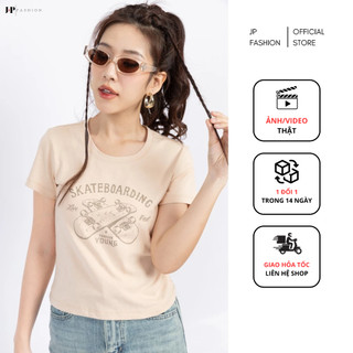 Áo Thun Form Ôm Cổ Tròn Tay Ngắn JP FASHION Chất Thun Co Dãn Mát Nhẹ, áo thun tay ngắn form slim 10209785