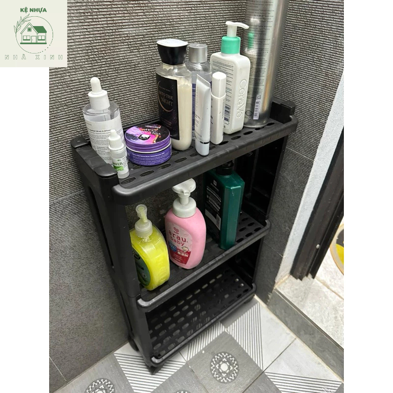 Kệ nhựa để đồ chai lọ Khe Hẹp 15cm 3 Tầng COZY HOME để đồ nhà tắm nhà vệ sinh mỹ phẩm tiết kiệm không gian