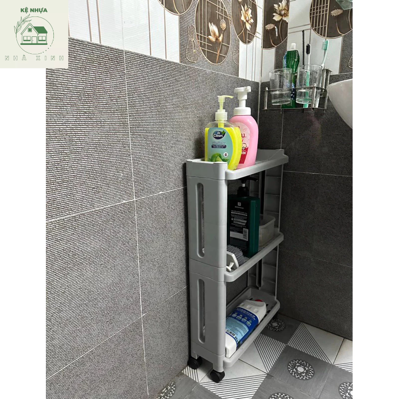 Kệ nhựa để đồ chai lọ Khe Hẹp 15cm 3 Tầng COZY HOME để đồ nhà tắm nhà vệ sinh mỹ phẩm tiết kiệm không gian