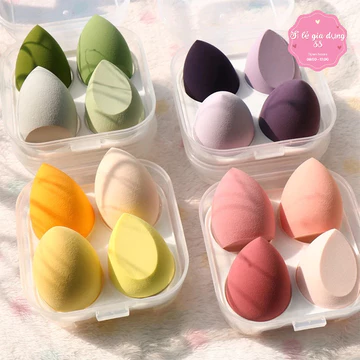 Bộ 4 Mút Trang Điểm Kèm Hộp Đựng - Mút Xốp Trang Điểm Hình Quả Trứng - Mút Trang Điểm Hình Oval / Dễ Sử Dụng 88823 SLGD