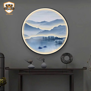 (L3) Tranh treo tường núi non mây mù huyền ảo có đèn led sáng bên trong, tranh treo tường đẹp, sang trọng, quà tặng đẹp