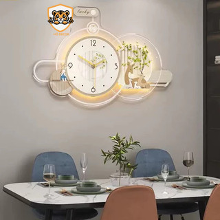 (J5) Đồng hồ họa tiết đàn huơu sang trọng có đèn led đẹp, decor cửa hàng, phòng khách, phòng ngủ, quà tặng đẹp