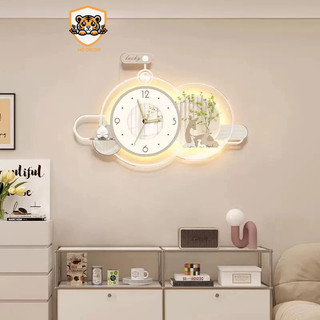 (J5) Đồng hồ họa tiết đàn huơu sang trọng có đèn led đẹp, decor cửa hàng, phòng khách, phòng ngủ, quà tặng đẹp