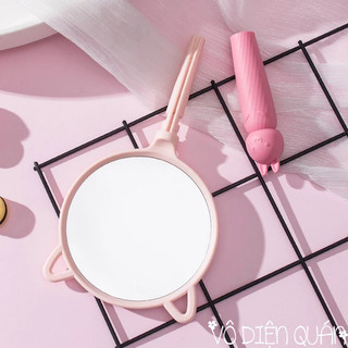 Gương Soi Trang Điểm Cầm Tay Tai Mèo Màu Pastel Bánh Bèo Cute