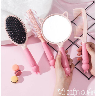 Gương Soi Trang Điểm Cầm Tay Tai Mèo Màu Pastel Bánh Bèo Cute