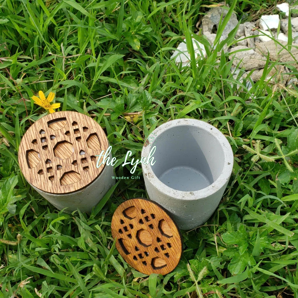 CHẬU/ CỐC NẾN THƠM,Hủ Đựng Bút XI MĂNG, - MIễn Phí Khắc Tên
