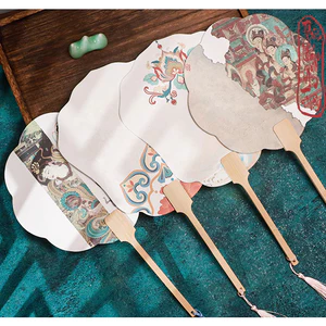 QUẠT GIẤY XUYẾN CHỈ VIẾT CHỮ THƯ PHÁP NGHỆ THUẬT CỔ TRANG TIÊN CẢNH PHỤ KIỆN HÁN PHỤC VIỆT PHỤC CỔ