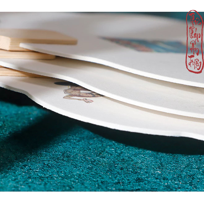 QUẠT GIẤY XUYẾN CHỈ CỔ TRANG TIÊN CẢNH VIẾT CHỮ THƯ PHÁP NGHỆ THUẬT PHỤ KIỆN HÁN PHỤC VIỆT PHỤC CỔ
