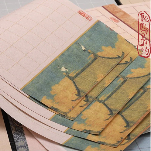 14 Mẫu Giấy Xuyến Chỉ Kẻ Ô Quốc Phong Toàn Đồ Viết Chữ Thư Pháp Cổ Phong Bán Sinh Bán Thục Xuyến